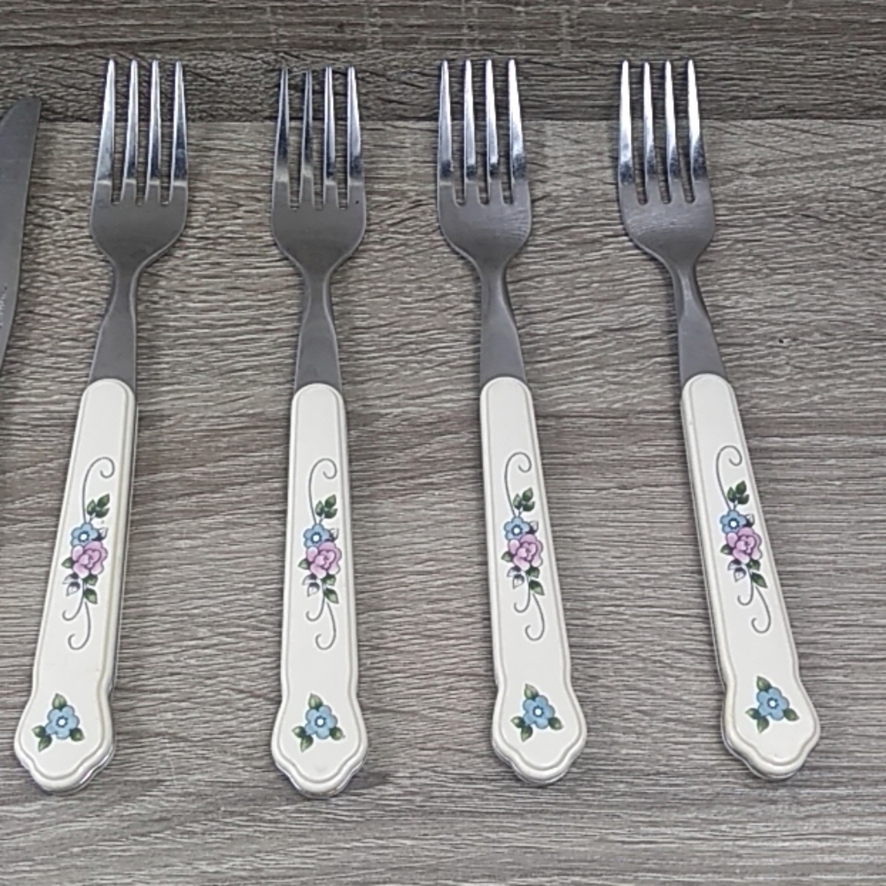 Vintage Tea Rose Pfaltzgraff utensil matching set silverware set - Picture 2 of 8